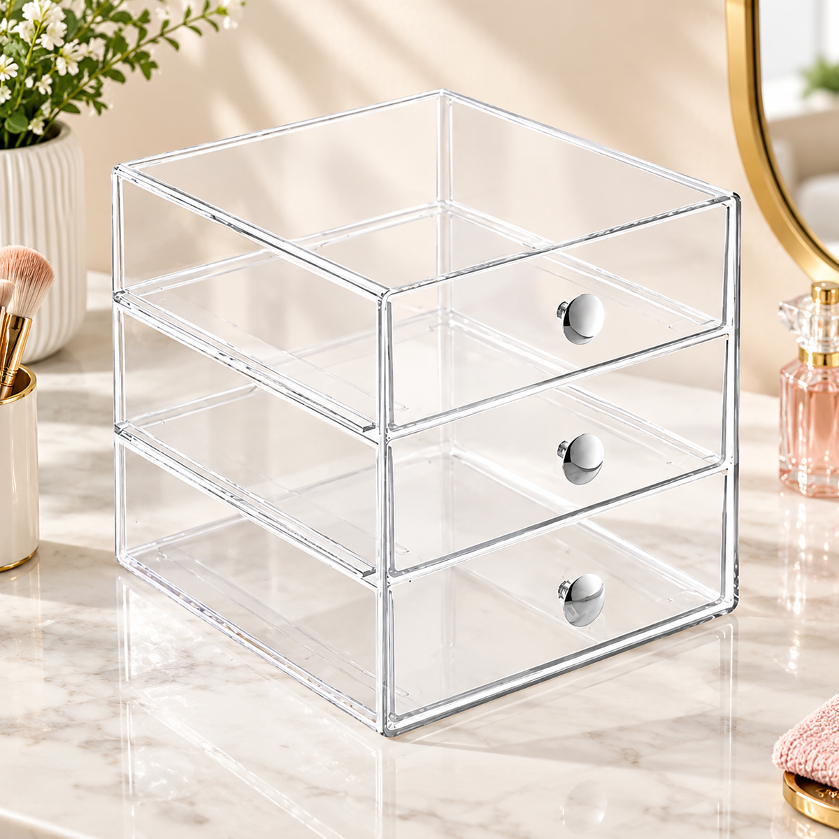 3-Drawer Clear Vanity Organizer