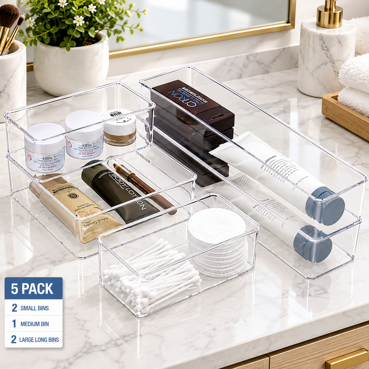 Clear Drawer Organizer Set