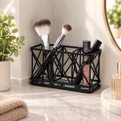 3-Compartment Makeup Brush Organizer
