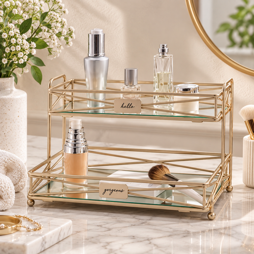 2-Tier Mirrored Vanity Organizer