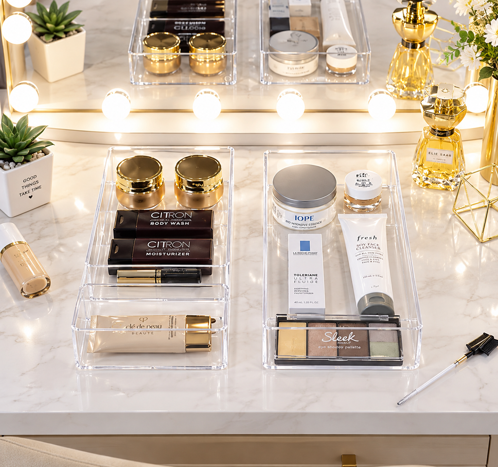 Clear Drawer Organizer Set