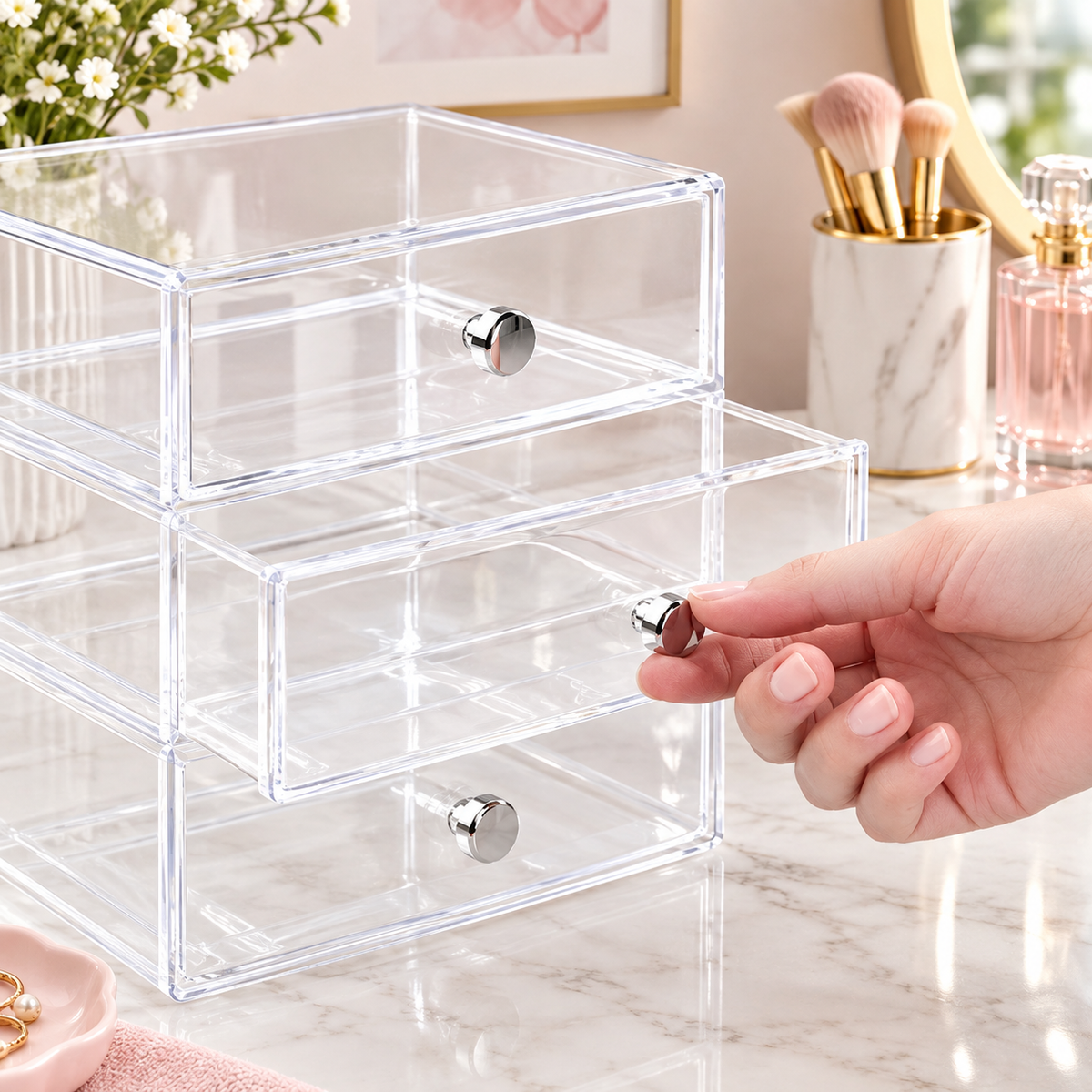 3-Drawer Clear Vanity Organizer