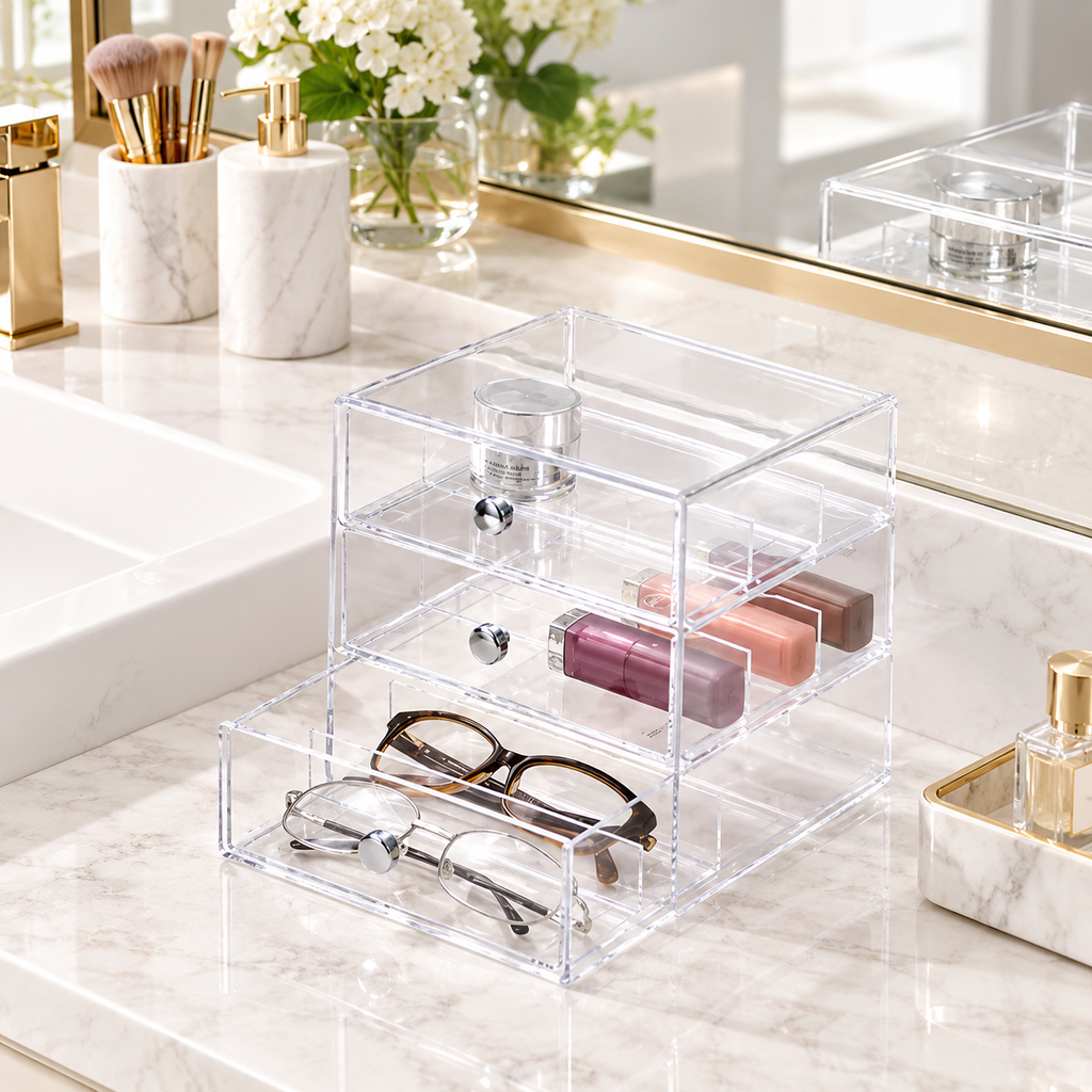 3-Drawer Clear Vanity Organizer