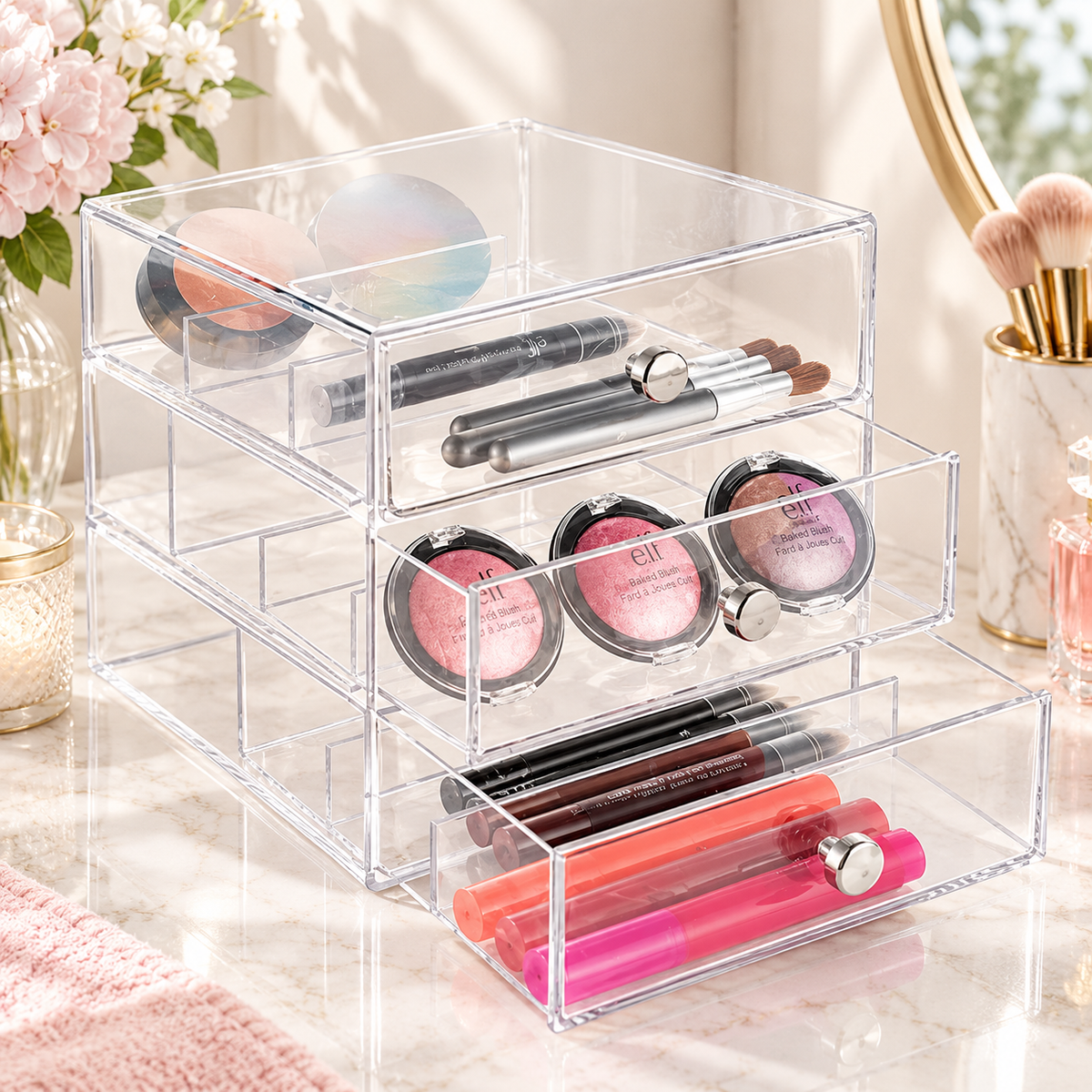 3-Drawer Clear Vanity Organizer