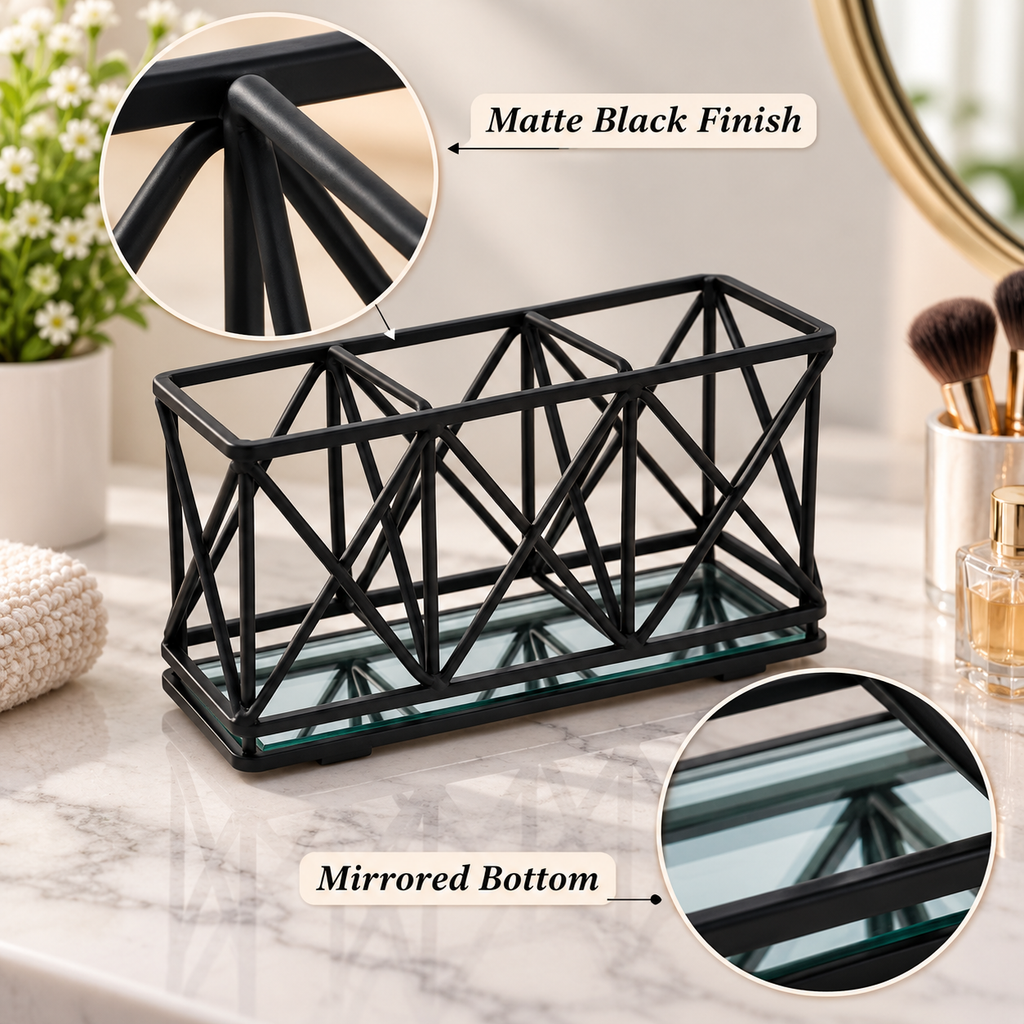 3-Compartment Makeup Brush Organizer