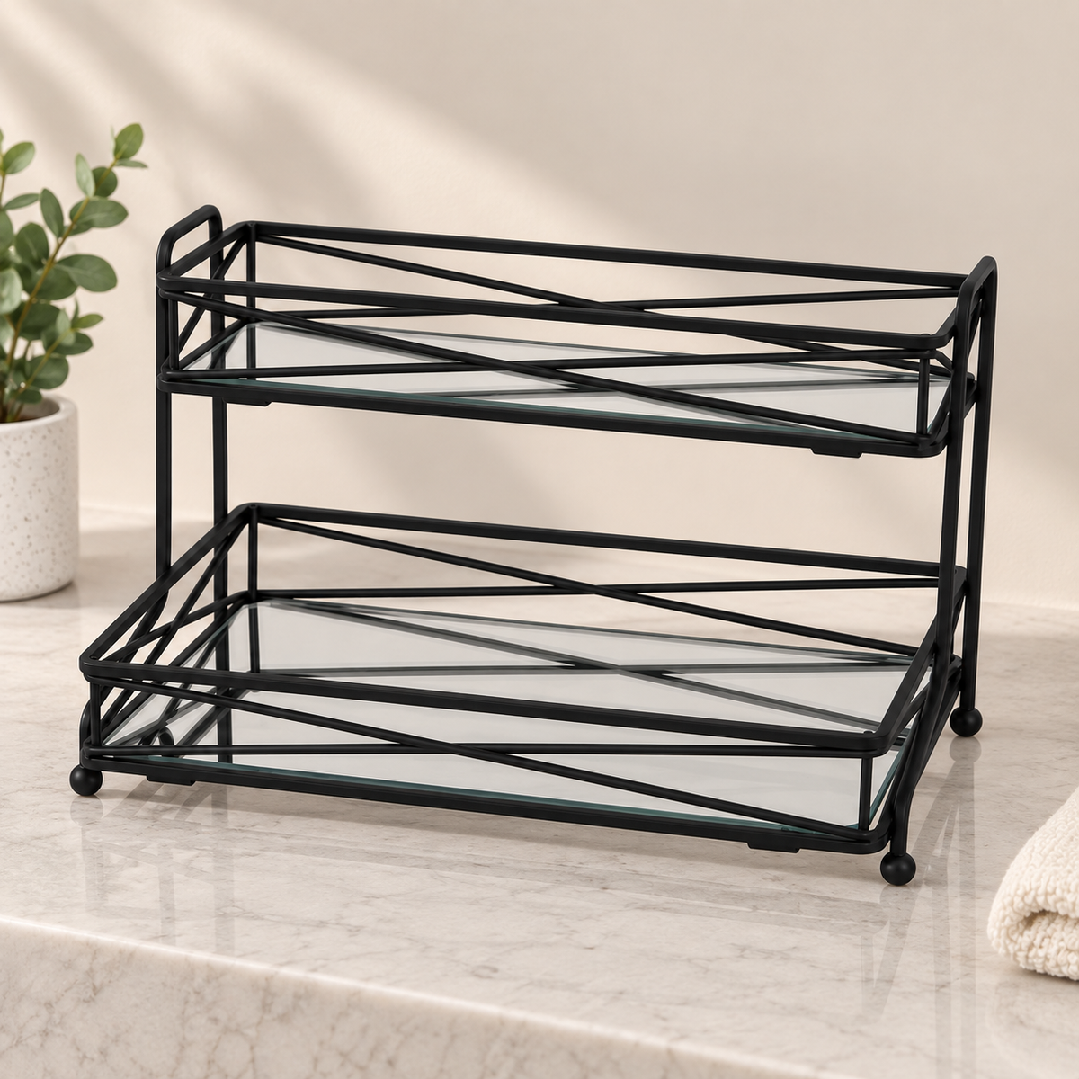 2-Tier Mirrored Vanity Organizer