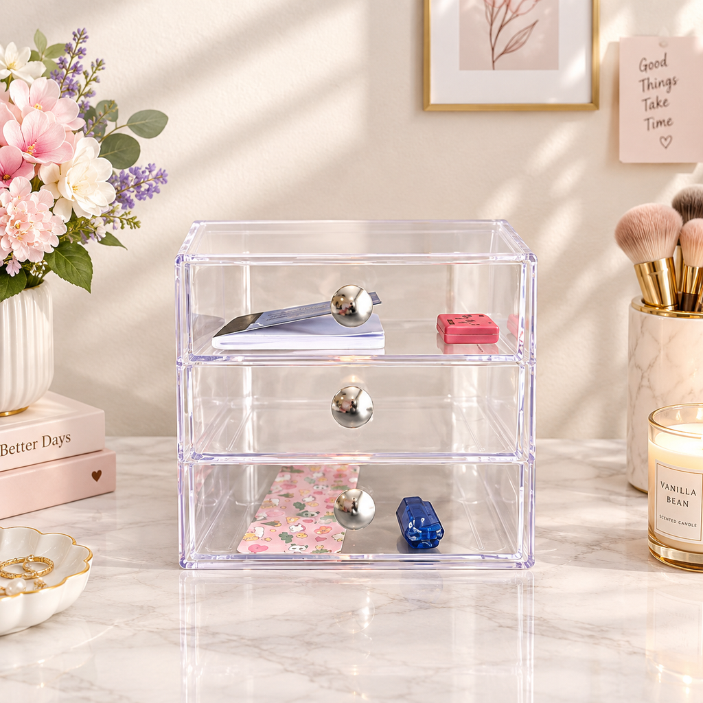 3-Drawer Clear Vanity Organizer