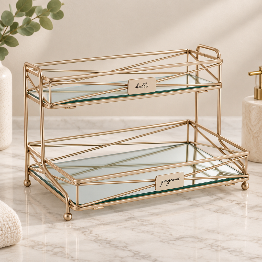 2-Tier Mirrored Vanity Organizer