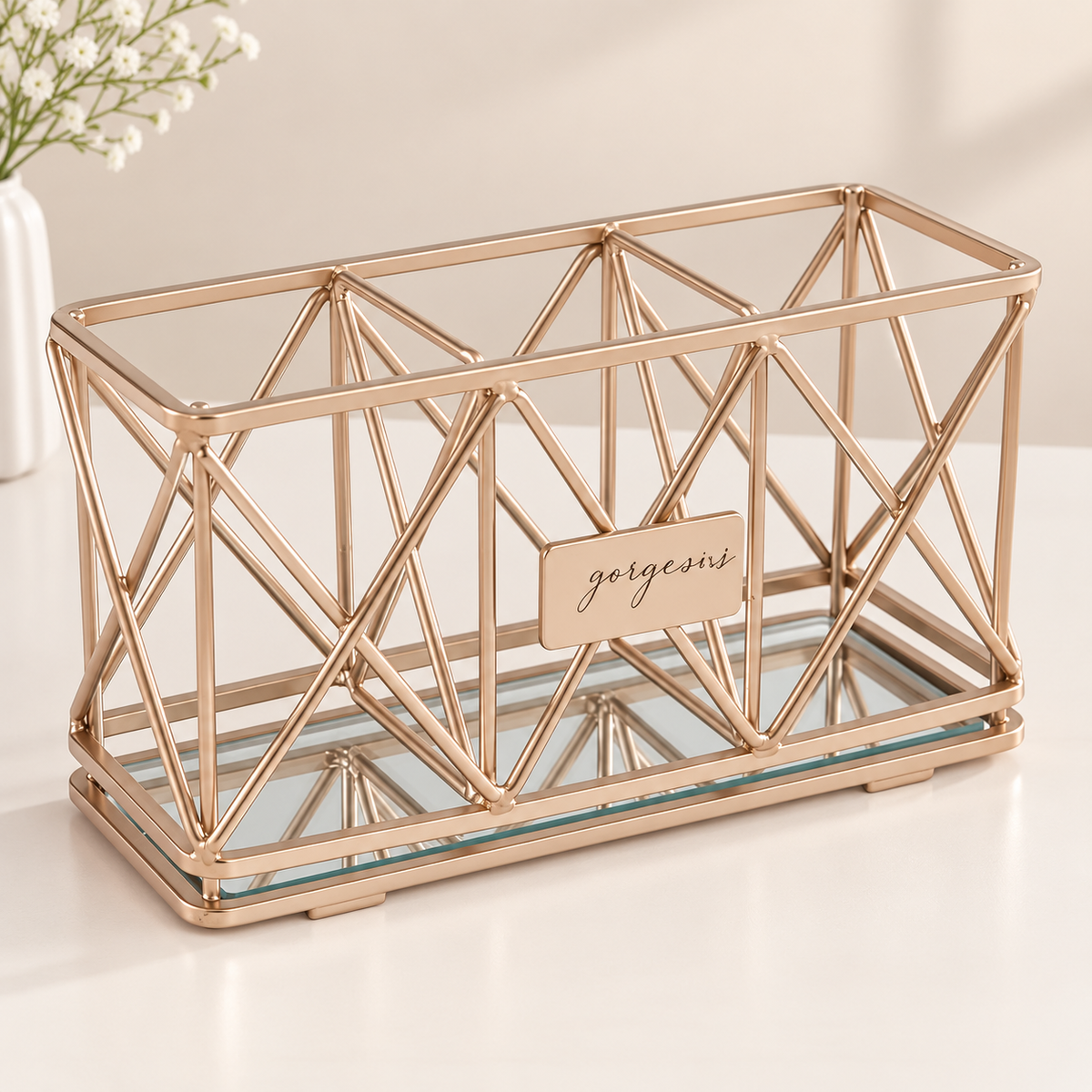 3-Compartment Makeup Brush Organizer
