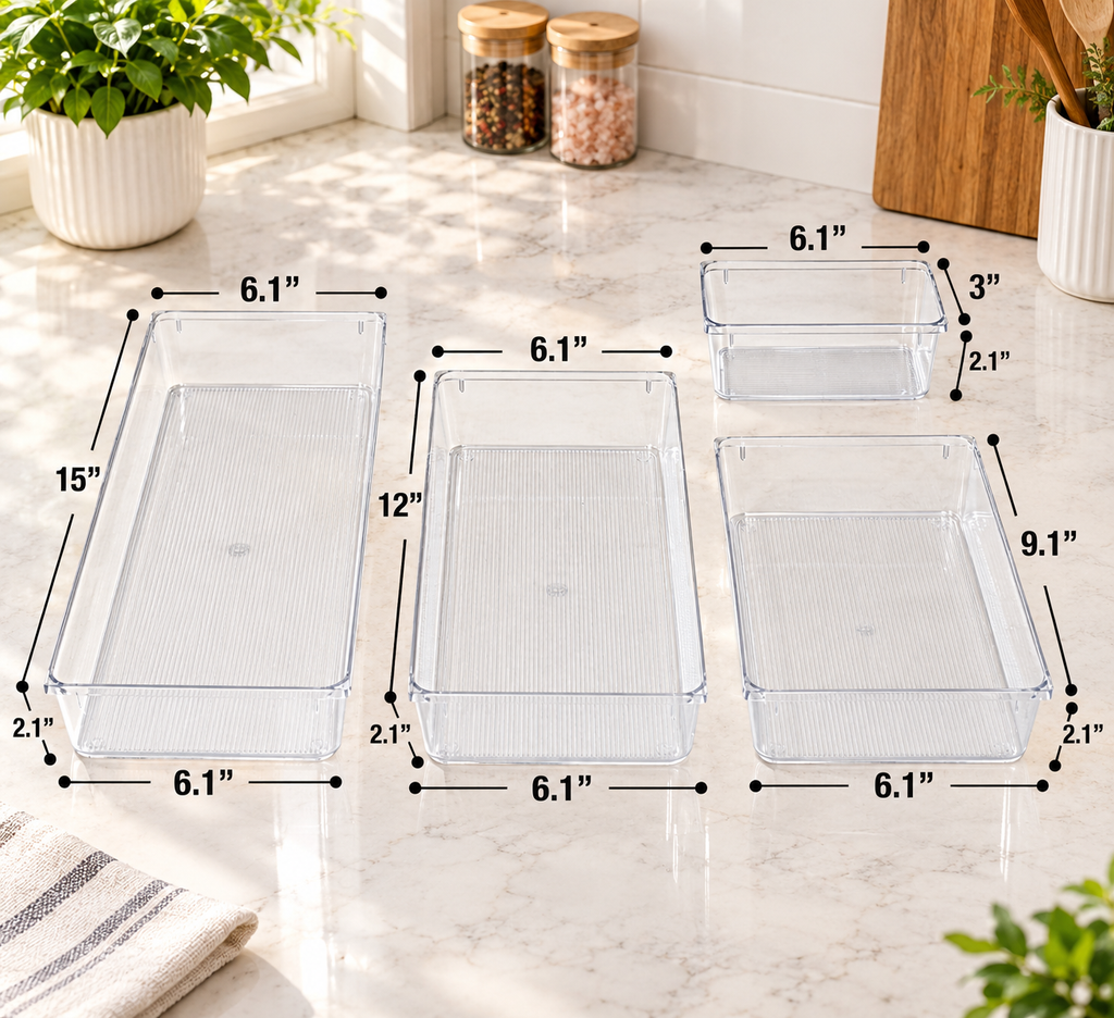 Clear Drawer Organizer Set
