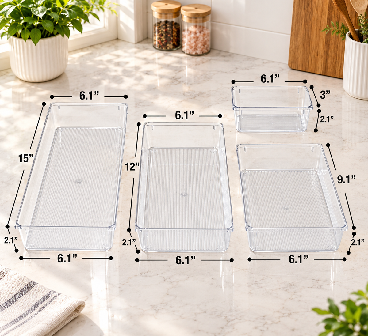 Clear Drawer Organizer Set