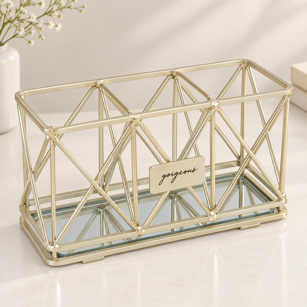 3-Compartment Makeup Brush Organizer